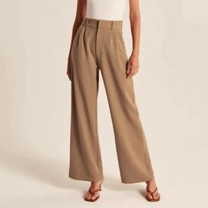Khaki wide leg drapey trousers